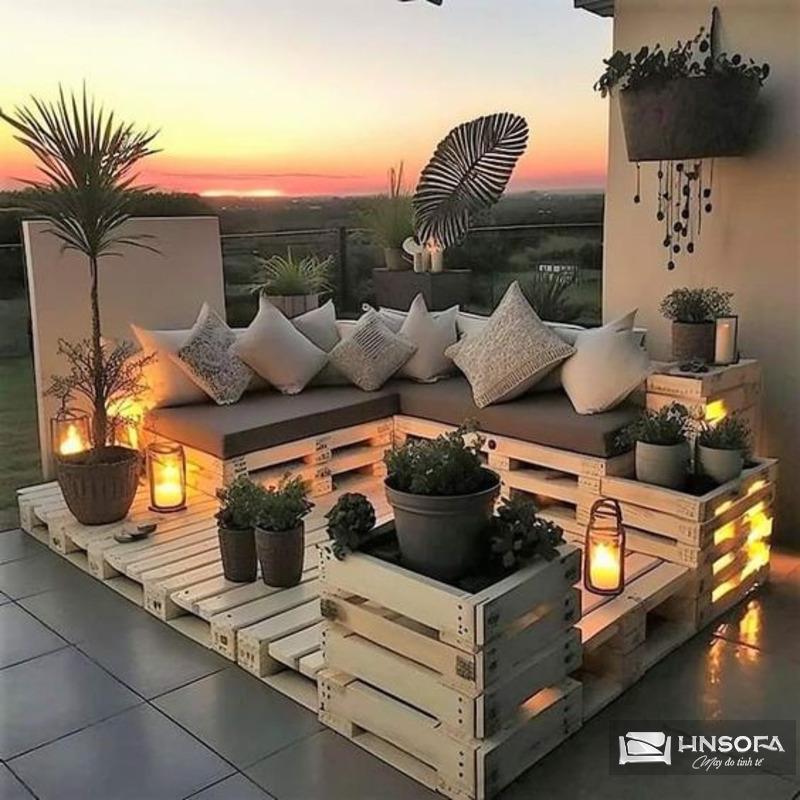 Mẫu ghế sofa bằng gỗ pallet có kiểu dáng hiện đại