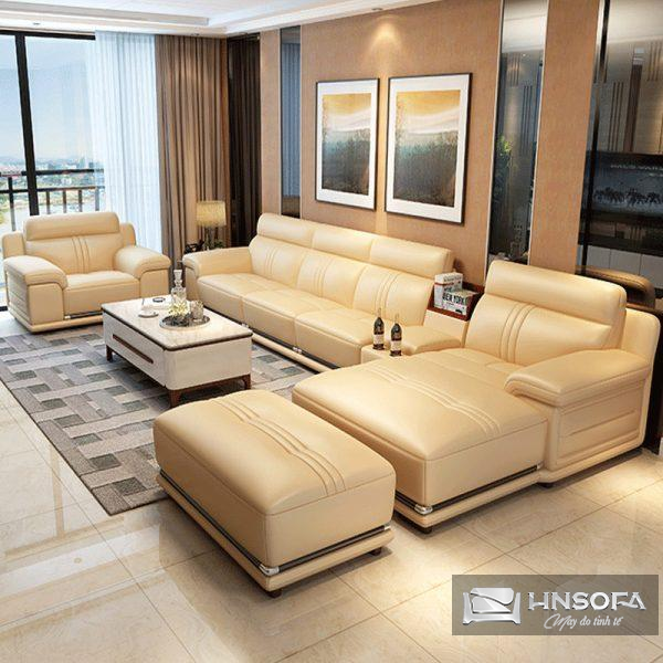 Bộ bàn ghế sofa giả da Pcarola nhập khẩu Ý chất lượng cao cho phòng khách hiện đại