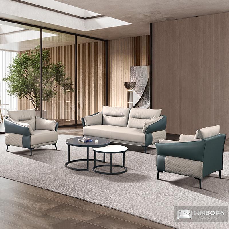 Bộ sofa bọc tiếp xúc da bò nhập khẩu Ý HNS232