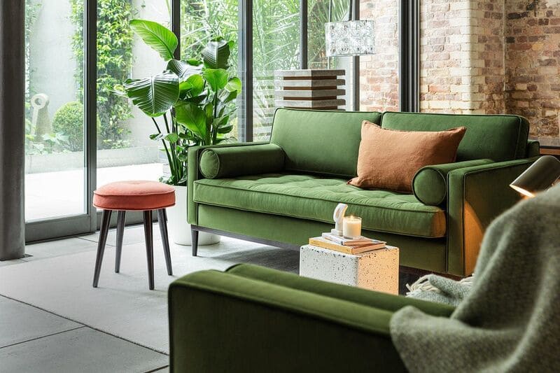 Các kiểu sofa màu xanh rêu thông dụng trên thị trường
