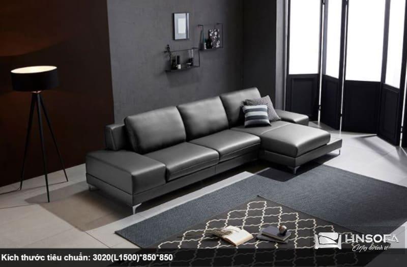 sofa văng bọc da bò nhập khẩu Ý cho phòng khách 15m2 nhỏ gọn 