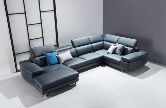 Mẫu sofa góc bọc da Ý HNS02